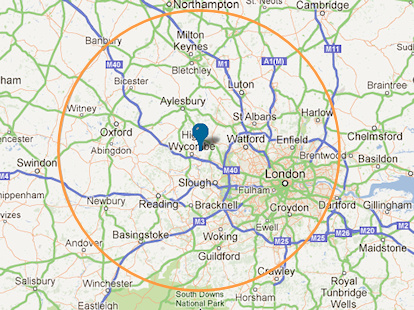 Map showing area covered by our tennis court cleaning service
